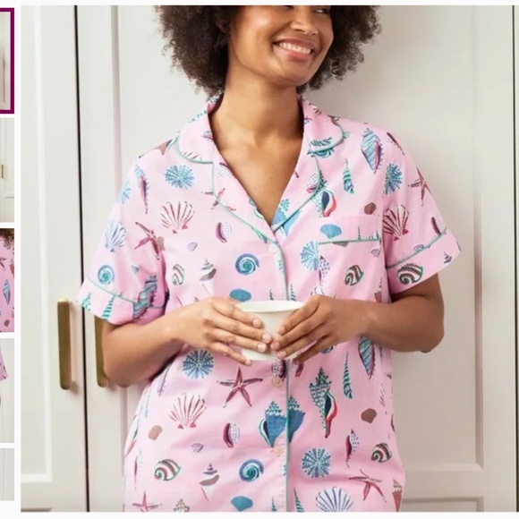 Printfresh Pajama Set PJ Shorts and Top Pink Beachcomber Shell Print Size 3XL - Picture 3 of 10